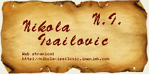 Nikola Isailović vizit kartica